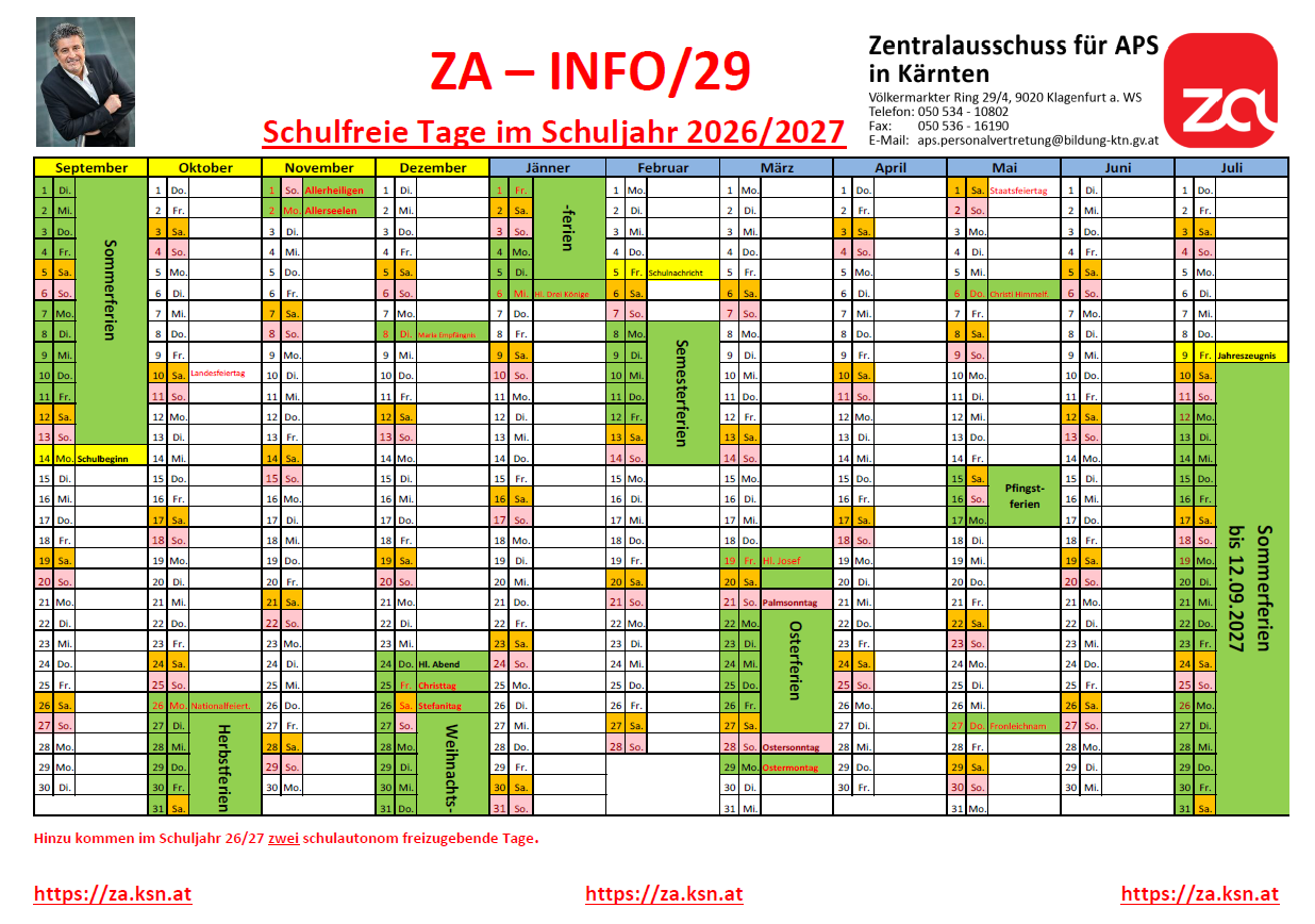 ZA Info 29 08.04.2026 Schulautunome Tage 2026 2027
